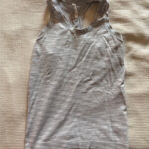 Athleta Gray and White Striped Racerback Tank